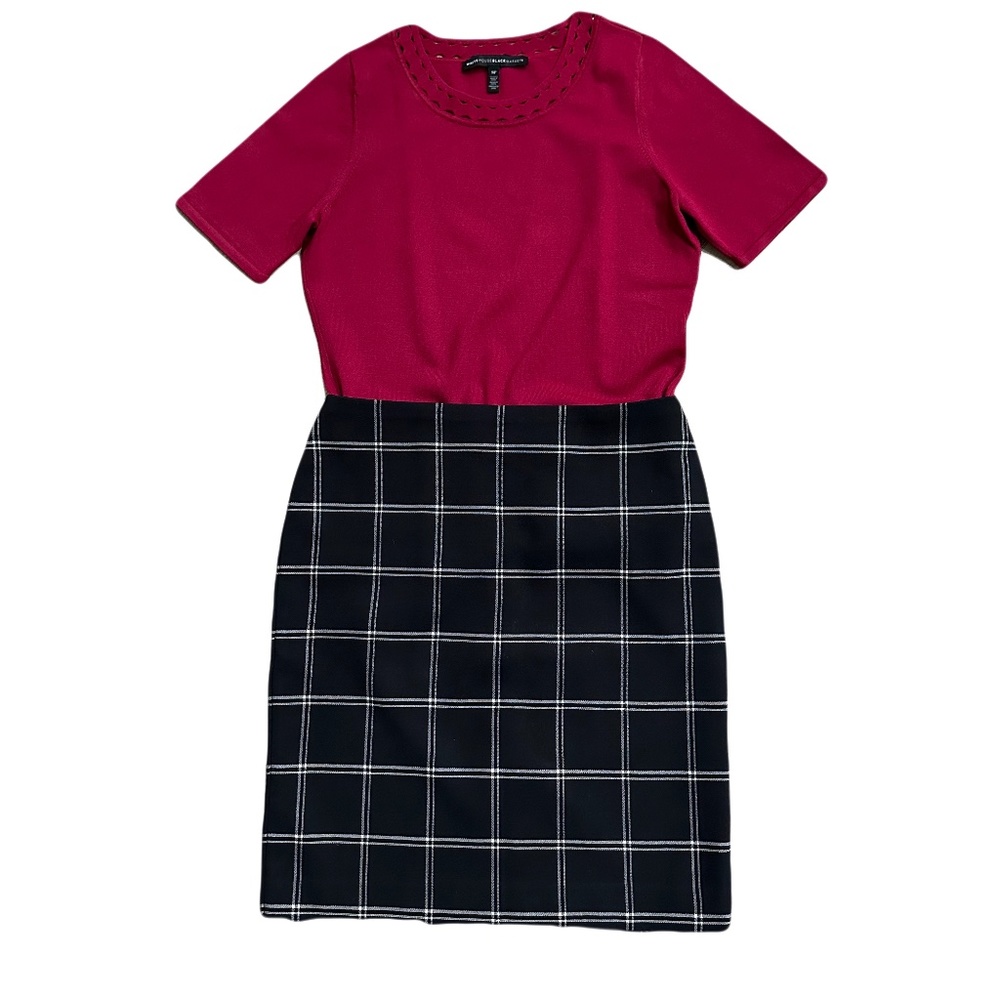 Ann Taylor Factory Window Pane Skirt, Pencil Cut, Size 2P, Excellent Condition